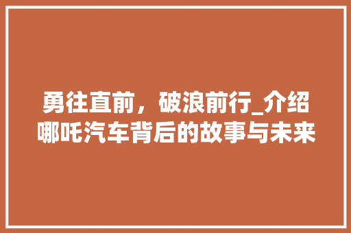 勇往直前，破浪前行_介绍哪吒汽车背后的故事与未来展望