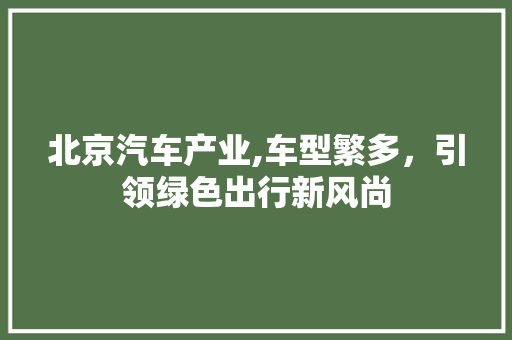 北京汽车产业,车型繁多，引领绿色出行新风尚
