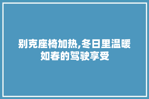 别克座椅加热,冬日里温暖如春的驾驶享受