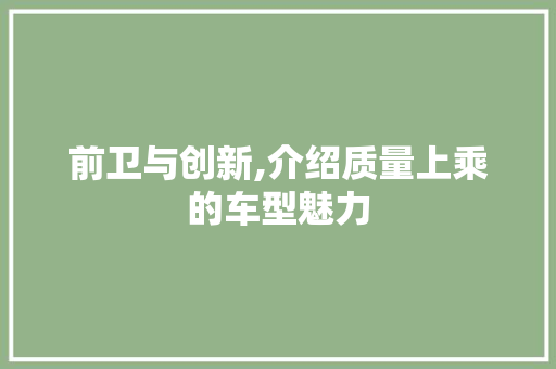 前卫与创新,介绍质量上乘的车型魅力 变速箱配件