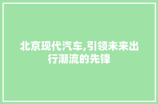 北京现代汽车,引领未来出行潮流的先锋