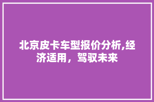 北京皮卡车型报价分析,经济适用，驾驭未来 新能源汽车