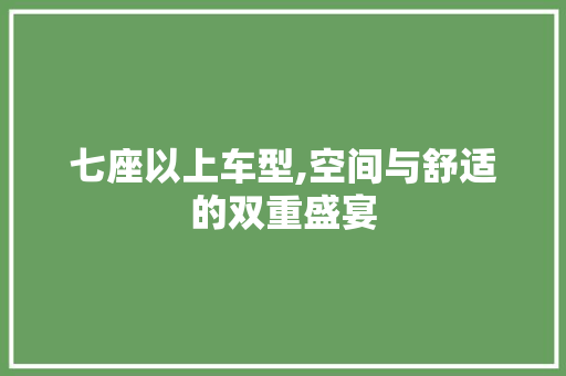 七座以上车型,空间与舒适的双重盛宴
