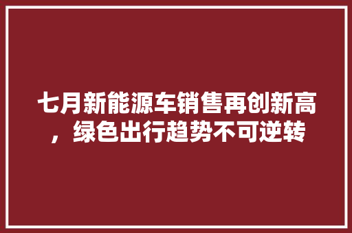七月新能源车销售再创新高，绿色出行趋势不可逆转