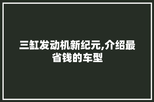 三缸发动机新纪元,介绍最省钱的车型