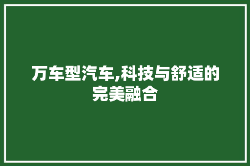 万车型汽车,科技与舒适的完美融合