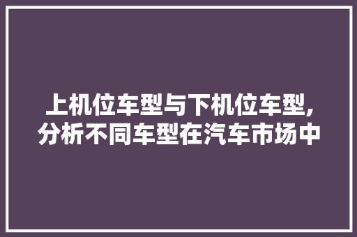 上机位车型与下机位车型,分析不同车型在汽车市场中的竞争与互补
