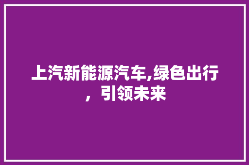 上汽新能源汽车,绿色出行，引领未来