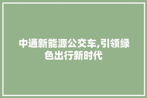 中通新能源公交车,引领绿色出行新时代