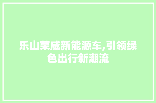 乐山荣威新能源车,引领绿色出行新潮流