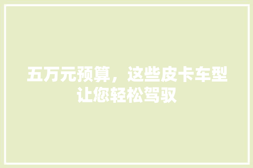 五万元预算，这些皮卡车型让您轻松驾驭