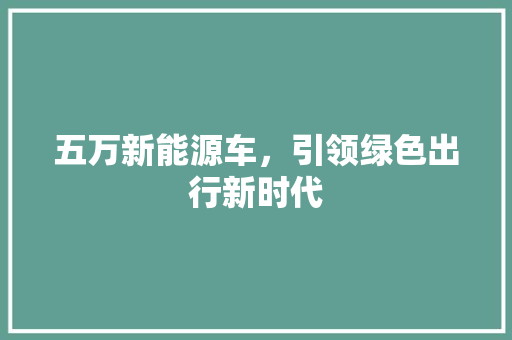 五万新能源车，引领绿色出行新时代