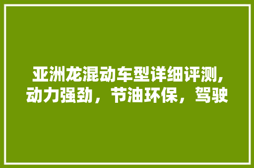 亚洲龙混动车型详细评测,动力强劲，节油环保，驾驶体验非凡
