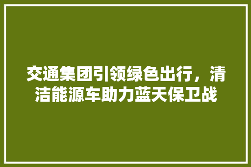 交通集团引领绿色出行，清洁能源车助力蓝天保卫战