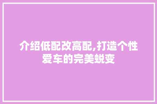 介绍低配改高配,打造个性爱车的完美蜕变