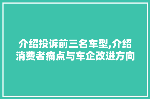 介绍投诉前三名车型,介绍消费者痛点与车企改进方向