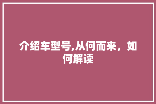 介绍车型号,从何而来，如何解读