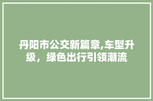 丹阳市公交新篇章,车型升级，绿色出行引领潮流