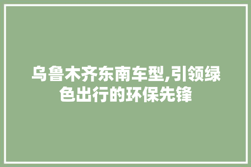 乌鲁木齐东南车型,引领绿色出行的环保先锋