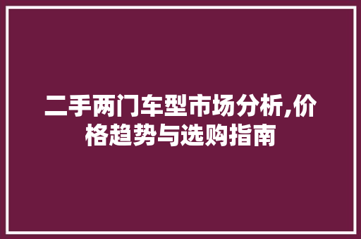 二手两门车型市场分析,价格趋势与选购指南