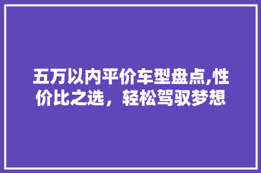 五万以内平价车型盘点,性价比之选，轻松驾驭梦想
