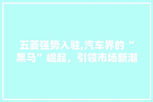五菱强势入驻,汽车界的“黑马”崛起，引领市场新潮流