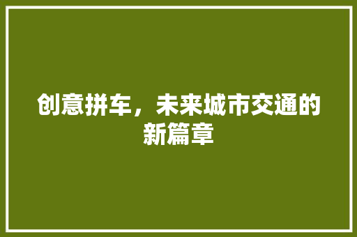 创意拼车，未来城市交通的新篇章