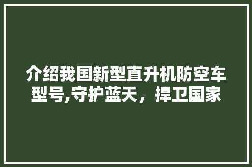 介绍我国新型直升机防空车型号,守护蓝天，捍卫国家安全