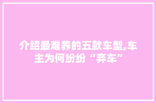 介绍最难养的五款车型,车主为何纷纷“弃车” 底盘配件