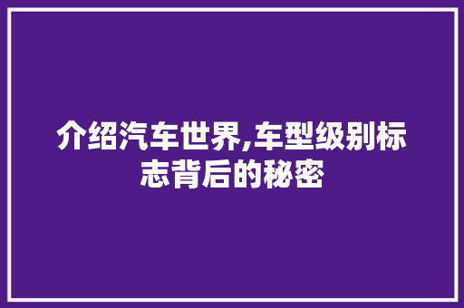 介绍汽车世界,车型级别标志背后的秘密