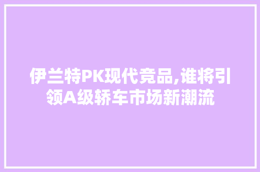 伊兰特PK现代竞品,谁将引领A级轿车市场新潮流