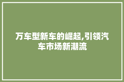 万车型新车的崛起,引领汽车市场新潮流