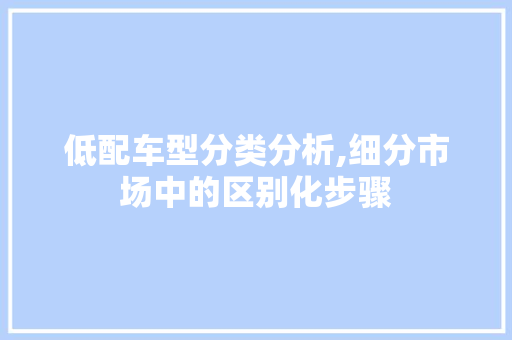 低配车型分类分析,细分市场中的区别化步骤