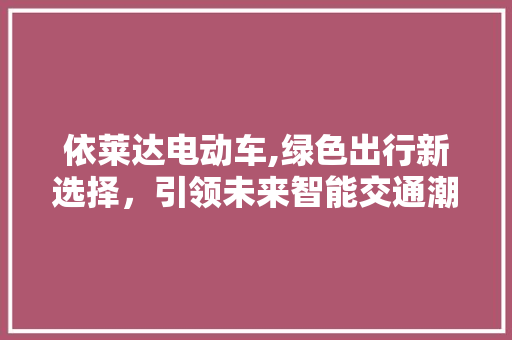 依莱达电动车,绿色出行新选择，引领未来智能交通潮流