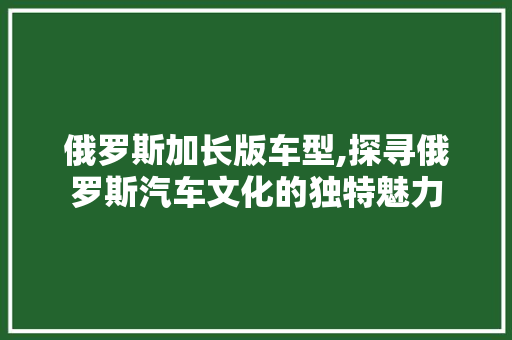 俄罗斯加长版车型,探寻俄罗斯汽车文化的独特魅力