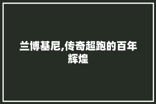 兰博基尼,传奇超跑的百年辉煌
