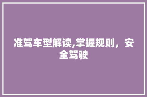 准驾车型解读,掌握规则，安全驾驶 发动机配件