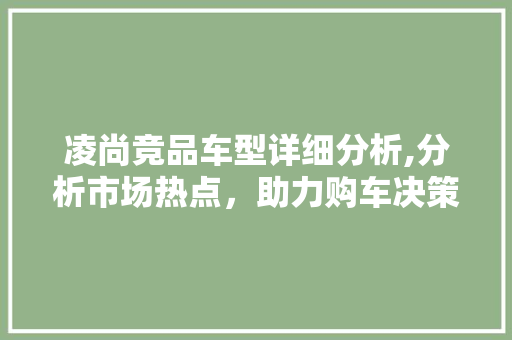凌尚竞品车型详细分析,分析市场热点，助力购车决策