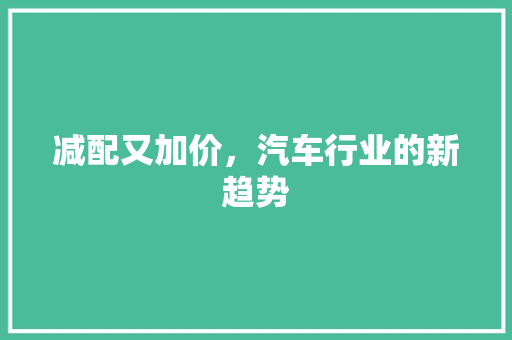 减配又加价，汽车行业的新趋势