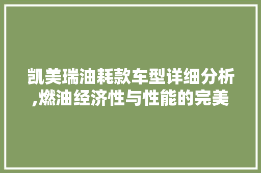 凯美瑞油耗款车型详细分析,燃油经济性与性能的完美融合 新能源汽车