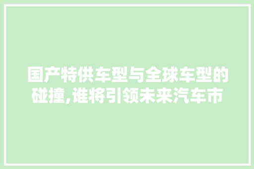 国产特供车型与全球车型的碰撞,谁将引领未来汽车市场