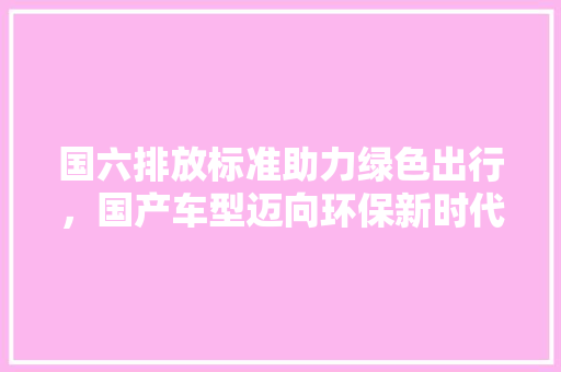 国六排放标准助力绿色出行，国产车型迈向环保新时代