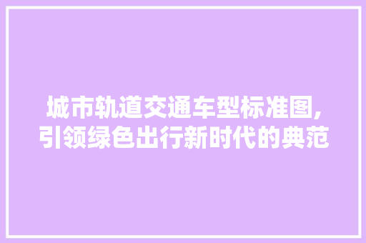 城市轨道交通车型标准图,引领绿色出行新时代的典范