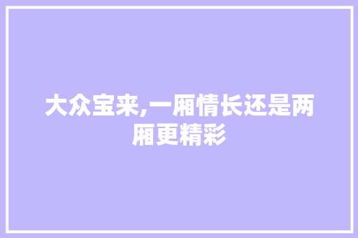 大众宝来,一厢情长还是两厢更精彩