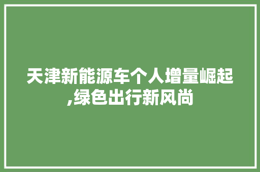 天津新能源车个人增量崛起,绿色出行新风尚