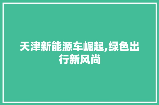 天津新能源车崛起,绿色出行新风尚