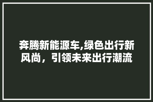 奔腾新能源车,绿色出行新风尚，引领未来出行潮流