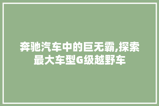 奔驰汽车中的巨无霸,探索最大车型G级越野车