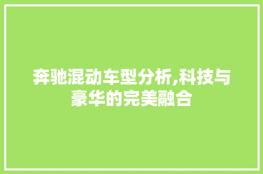 奔驰混动车型分析,科技与豪华的完美融合 底盘配件