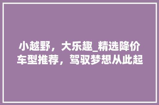 小越野，大乐趣_精选降价车型推荐，驾驭梦想从此起步